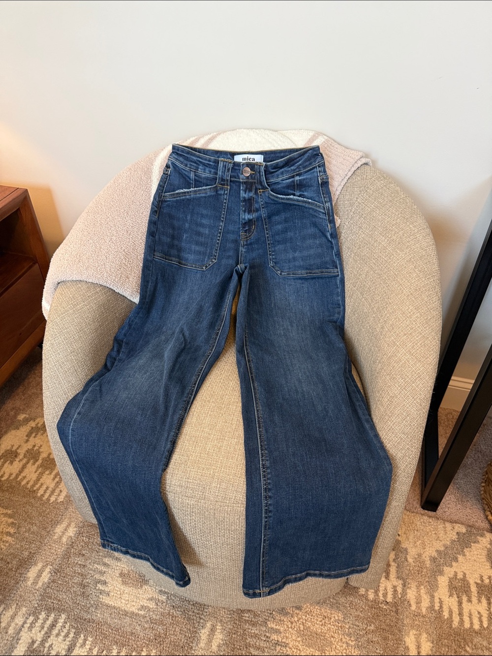Mica High-Rise Wide-Leg Jeans in Dark Blue